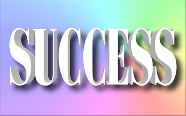Stock Illustration - Big White Text: Success, 3D Illustration.