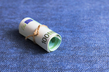 eurocurrency rolls on a blue background