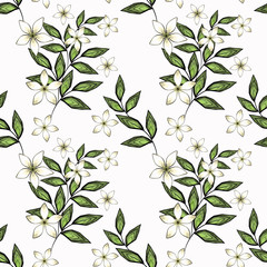 Seamless abstract floral pattern. White cute flowers on a white background.