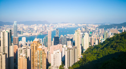 Fototapeta premium Hong Kong beautiful skyline, nature and modern lifestyle together
