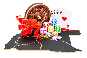Casino and gambling industry in Angola concept, 3D rendering