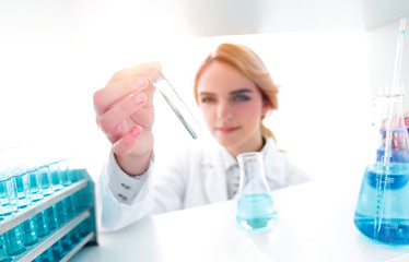 Fototapeta premium closeup.portrait of doctor biologist in the lab.