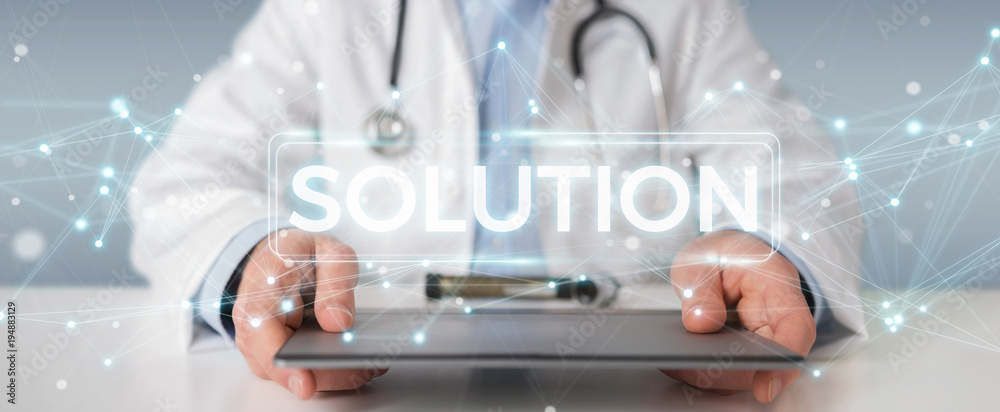 Leinwandbilder doctor using modern digital solution interface 3d rendering