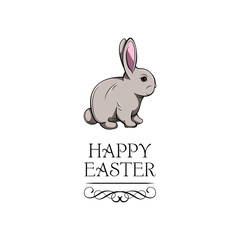 Happy Easter Bunny. Rabbit character Vector illustration for Easter greeting card.