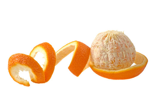 orange peeled, peel isolated on white background