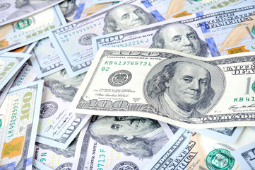 macro shot, background of dollar bills