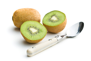 Halved kiwi fruit.