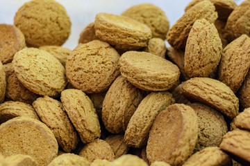 texture of oatmeal cookies. close-up of a bunch of cookies