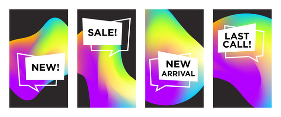 Obraz premium Sale web banners template for special offers advertisement. Marble colors with different colors nameplates. New arrivals concept for internet stores promo. New arrivals and sales web banners. 