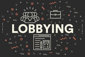 Conceptual business illustration with the words lobbying - obrazy, fototapety, plakaty