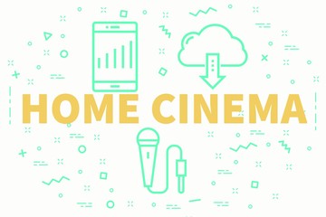 Conceptual business illustration with the words home cinema