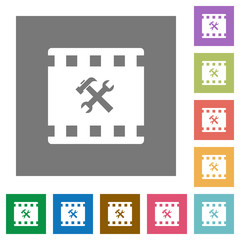 Obraz premium Movie tools square flat icons