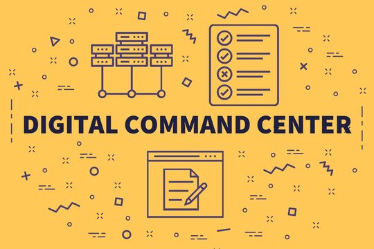 Conceptual business illustration with the words digital command center