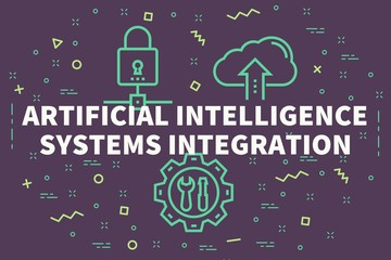 Fototapeta premium Conceptual business illustration with the words artificial intelligence systems integration