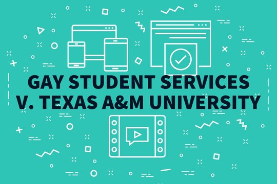 Conceptual business illustration with the words gay student services v. texas a&m university