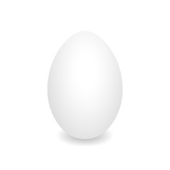 Realistic egg. White chicken egg. Vector 3D egg with shadows on white background. Template Easter egg, food concept. AI10