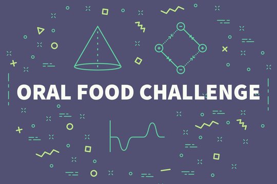 Conceptual business illustration with the words oral food challenge