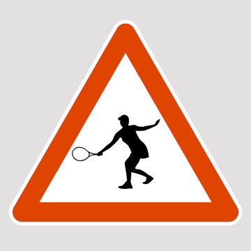 tennis player black silhouette road sign vector