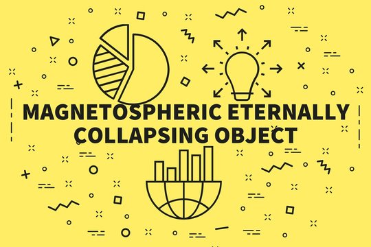 Conceptual business illustration with the words magnetospheric eternally collapsing object