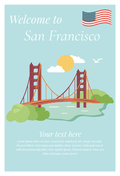 San Francisco poster with Golden Gate Bridge