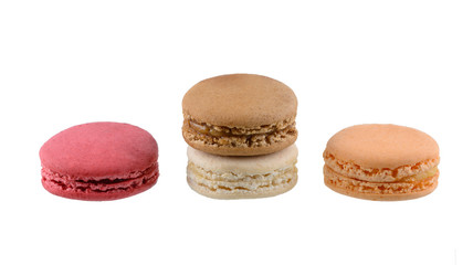 Sweet and colourful french macaroons or macaron, Dessert isolated on white background
