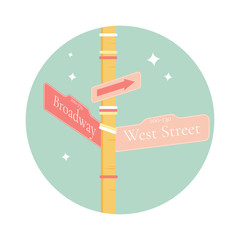 Street sign with pointer to Broadway, New york