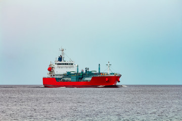 Red cargo tanker ship