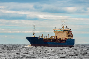 Blue cargo tanker ship