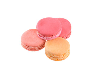 Sweet and colourful french macaroons or macaron, Dessert isolated on white background