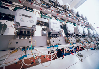 Electrical equipment. Electricity cable and crimper. Electricity meter