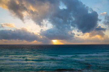 Naklejka na ściany i meble Beautiful sunset. Caribbean sea. Cancun, Mexico