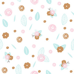 Pastel floral seamless pattern. Vector hand drawn illustration.