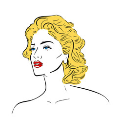 Lovely female face portrait. Beauty vector icon
