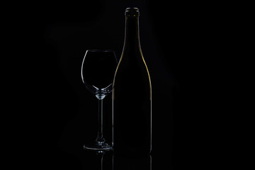 Contours of drinking wine stuff in studio