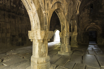 Sanahin, Armenia, September 20, 2017: Medieval tombstones in the Sanahin monastery in Armenia