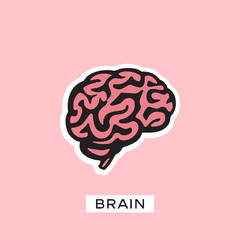 Brain Logo silhouette design vector template. Think idea concept.