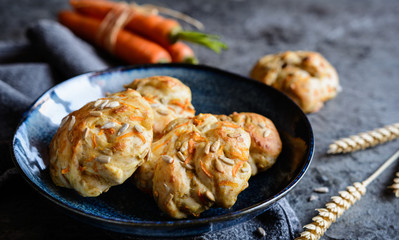 Gulerodsbrud - Danish carrot and sunflower seed rolls