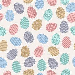 Easter pattern with colourful eggs. Vector.