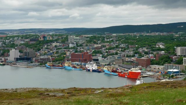 View of St Johns harbor from Signal Hill in Newfoundland Canada