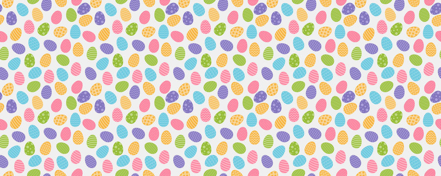 Design of Easter wrapping paper with colorful eggs - seamless background. Vector.