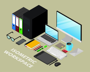 An isometric workspace with isolated elements