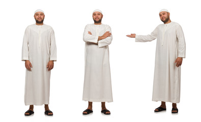 Concept with arab man isolated on white