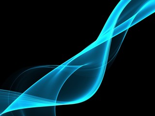  Abstract Background With Blue Line Wave On Black 