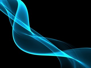  Abstract Background With Blue Line Wave On Black 