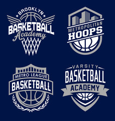 Basketball sport graphic emblem set