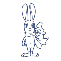 The Easter bunny with a big ribbon