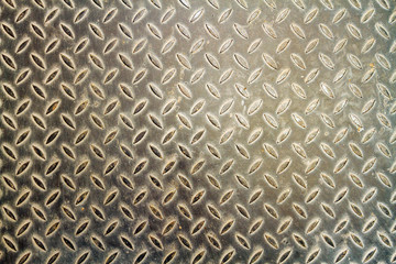 Close-up of a steel plate with diamond shapes