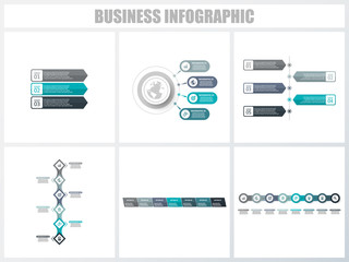 Abstract infographics number options template 3, 4, 5, 6, 7, 8. Vector illustration. Can be used for workflow layout, diagram, strategy business step options, banner and web design set.