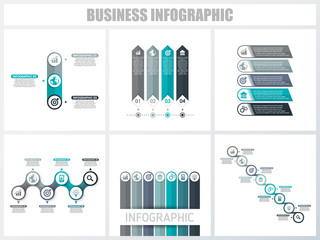 Abstract infographics number options template 3, 4, 5, 6, 7, 8. Vector illustration. Can be used for workflow layout, diagram, strategy business step options, banner and web design set.