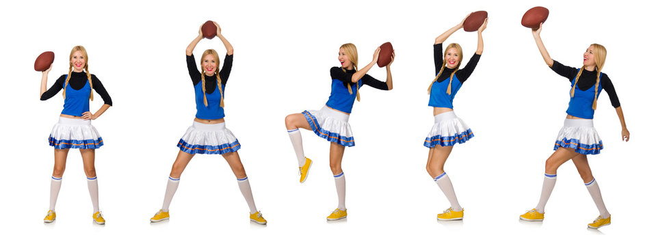 Woman cheerleader isolated on the white - Powered by Adobe
